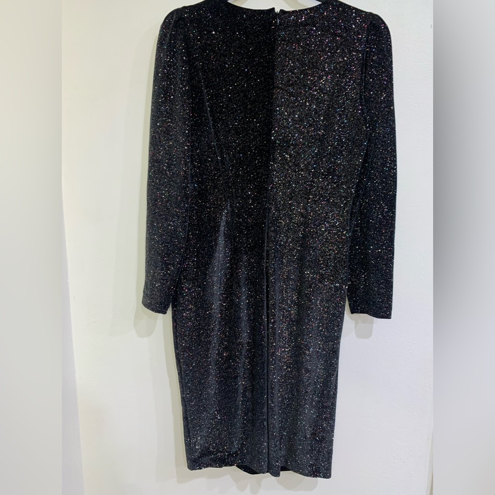 Calvin Klein Long Sleeve V-Neck Sheath with Ruffle Skirt Detail Dress Size 10 - Picture 10 of 12